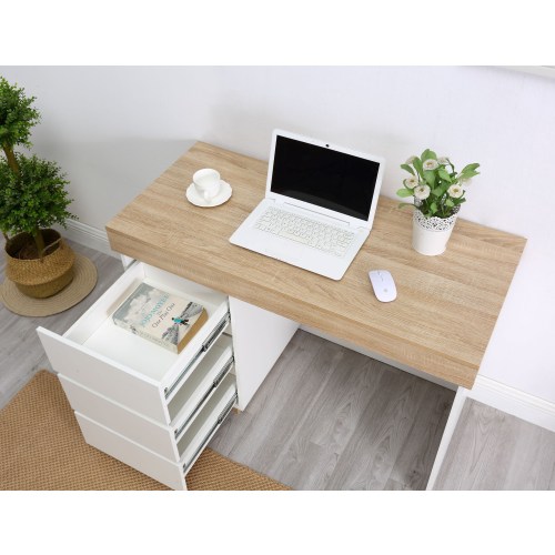 Lifely Cuppa Desk Natural Oak White 110x50x76 cm Desks